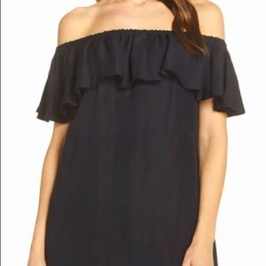 Tommy Bahama dress linen blend off shoulder LBD Small